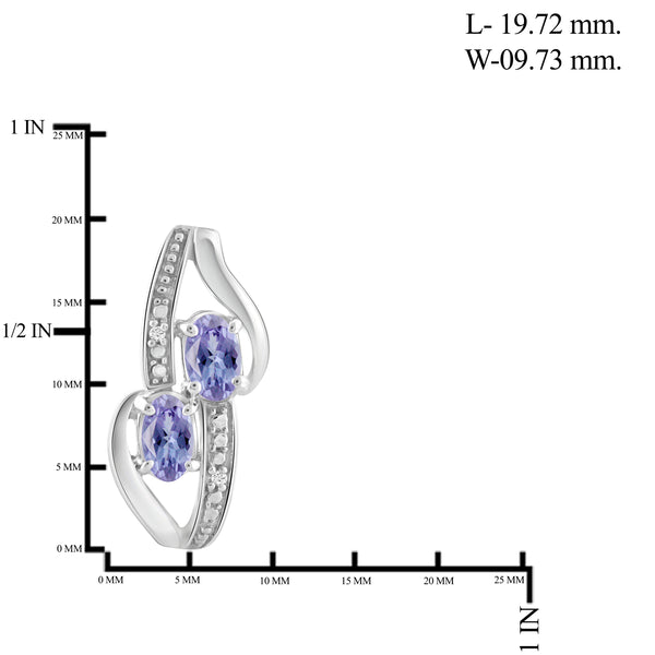 JewelonFire 1.90 Carat T.G.W. Tanzanite And 1/20 Carat T.W. White Diamond Sterling Silver 3 Piece Jewelry Set - Assorted Colors