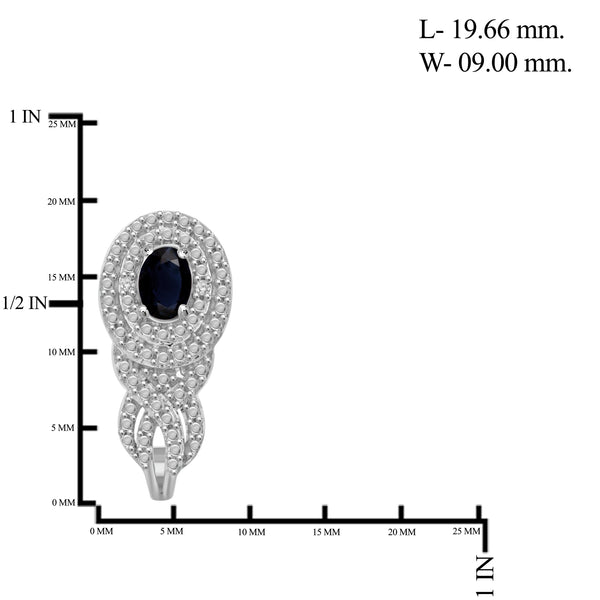JewelonFire 2.70 Carat T.G.W. Sapphire And 1/20 Carat T.W. White Diamond Sterling Silver 3 Piece Jewelry Set - Assorted Colors