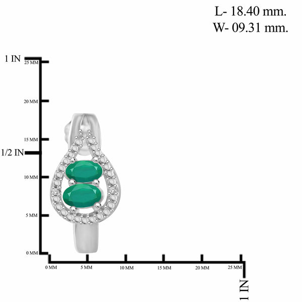 JewelonFire 1.80 Carat T.G.W. Emerald And 1/20 Carat T.W. White Diamond Sterling Silver 3 Piece Jewelry Set - Assorted Colors