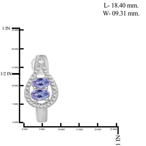 JewelonFire 1.90 Carat T.G.W. Tanzanite And 1/20 Carat T.W. White Diamond Sterling Silver 3 Piece Jewelry Set - Assorted Colors