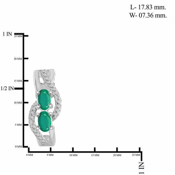JewelonFire 1.80 Carat T.G.W. Emerald And 1/20 Carat T.W. White Diamond Sterling Silver 3 Piece Jewelry Set - Assorted Colors