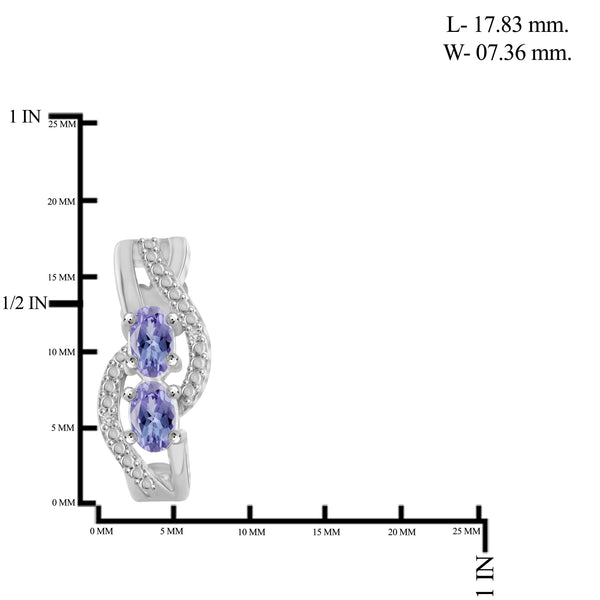 JewelonFire 1.90 Carat T.G.W. Tanzanite And 1/20 Carat T.W. White Diamond Sterling Silver 3 Piece Jewelry Set - Assorted Colors