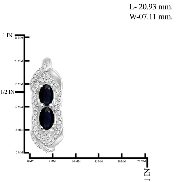 JewelonFire 2.50 Carat T.G.W. Sapphire And 1/20 Carat T.W. White Diamond Sterling Silver 3 Piece Jewelry Set - Assorted Colors