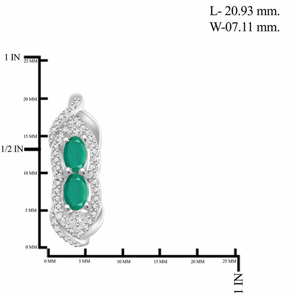 JewelonFire 1.80 Carat T.G.W. Emerald And 1/20 Carat T.W. White Diamond Sterling Silver 3 Piece Jewelry Set - Assorted Colors