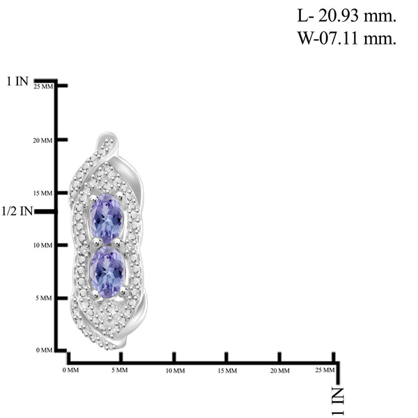 JewelonFire 1.90 Carat T.G.W. Tanzanite And 1/20 Carat T.W. White Diamond Sterling Silver 3 Piece Jewelry Set - Assorted Colors