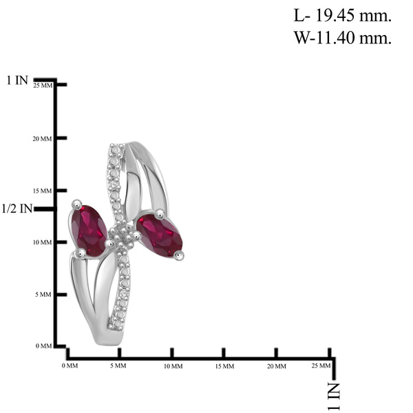 JewelonFire 2.00 Carat T.G.W. Ruby And 1/20 Carat T.W. White Diamond Sterling Silver 3 Piece Jewelry Set - Assorted Colors