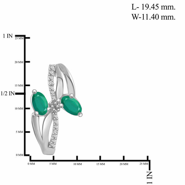 JewelonFire 1.80 Carat T.G.W. Emerald And 1/20 Carat T.W. White Diamond Sterling Silver 3 Piece Jewelry Set - Assorted Colors