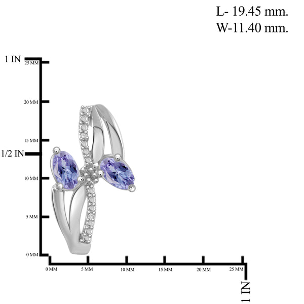 JewelonFire 1.90 Carat T.G.W. Tanzanite And 1/20 Carat T.W. White Diamond Sterling Silver 3 Piece Jewelry Set - Assorted Colors