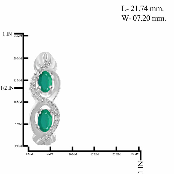 JewelonFire 1.80 Carat T.G.W. Emerald And 1/20 Carat T.W. White Diamond Sterling Silver 3 Piece Jewelry Set - Assorted Colors