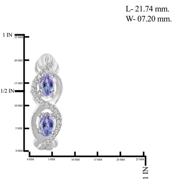 JewelonFire 1.90 Carat T.G.W. Tanzanite And 1/20 Carat T.W. White Diamond Sterling Silver 3 Piece Jewelry Set - Assorted Colors