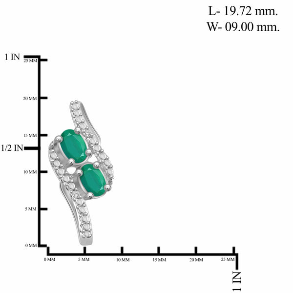 JewelonFire 1.80 Carat T.G.W. Emerald And 1/20 Carat T.W. White Diamond Sterling Silver 3 Piece Jewelry Set - Assorted Colors