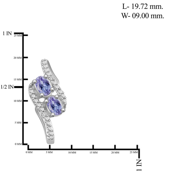 JewelonFire 1.90 Carat T.G.W. Tanzanite And 1/20 Carat T.W. White Diamond Sterling Silver 3 Piece Jewelry Set - Assorted Colors