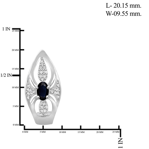 JewelonFire 1.90 Carat T.G.W. Sapphire And 1/20 Carat T.W. White Diamond Sterling Silver 3 Piece Jewelry Set - Assorted Colors