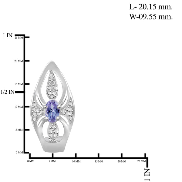 JewelonFire 1.30 Carat T.G.W. Tanzanite And 1/20 Carat T.W. White Diamond Sterling Silver 3 Piece Jewelry Set - Assorted Colors