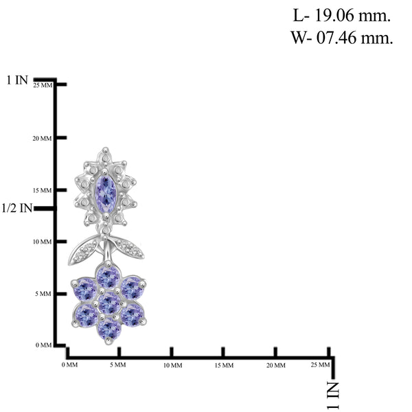 JewelonFire 3.70 Carat T.G.W. Tanzanite And 1/10 Carat T.W. White Diamond Sterling Silver 4 Piece Jewelry Set - Assorted Colors