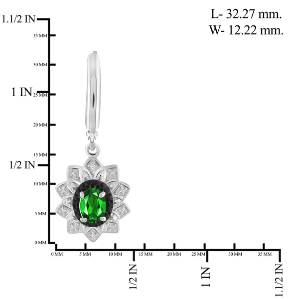 JewelonFire 2.70 Carat T.G.W. Chrome Diopside And 1/10 Carat T.W. Black & White Diamond Sterling Silver 3 Piece Jewelry Set - Assorted Colors