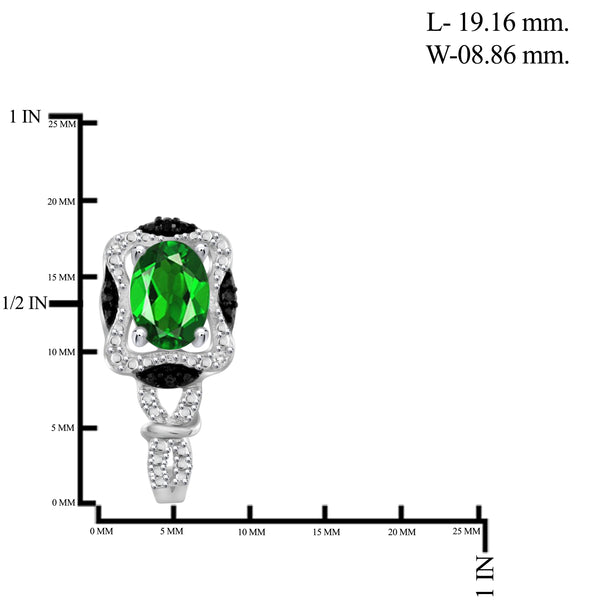 JewelonFire 4.70 Carat T.G.W. Chrome Diopside And 1/20 Carat T.W. Black & White Diamond Sterling Silver 3 Piece Jewelry Set - Assorted Colors