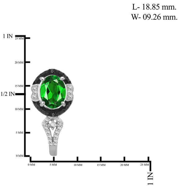 JewelonFire 4.70 Carat T.G.W. Chrome Diopside And 1/10 Carat T.W. Black & White Diamond Sterling Silver 3 Piece Jewelry Set - Assorted Colors