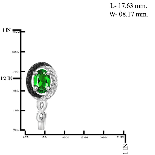 JewelonFire 4.20 Carat T.G.W. Chrome Diopside And 1/20 Carat T.W. Black & White Diamond Sterling Silver 3 Piece Jewelry Set - Assorted Colors