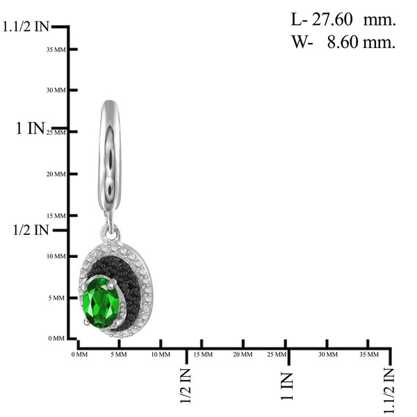 JewelonFire 3.50 Carat T.G.W. Chrome Diopside And 1/20 Carat T.W. Black & White Diamond Sterling Silver 3 Piece Jewelry Set - Assorted Colors