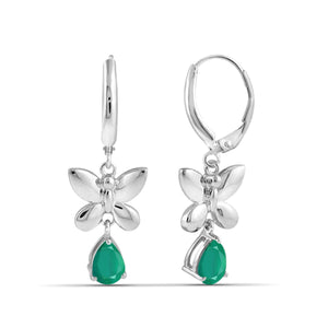 JewelonFire 1.40 Carat T.G.W. Genuine Emerald Sterling Silver Lever Back Earrings - Assorted Colors