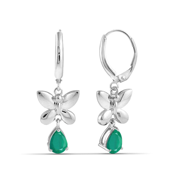 JewelonFire 1.40 Carat T.G.W. Genuine Emerald Sterling Silver Lever Back Earrings - Assorted Colors