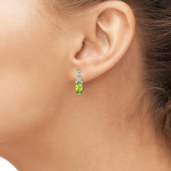 JewelonFire 2 1/2 Carat T.G.W. Peridot And White Diamond Accent Sterling Silver Stud Earrings - Assorted Colors