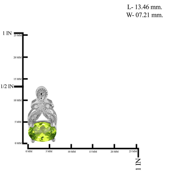 JewelonFire 1 1/2 Carat T.G.W. Peridot And White Diamond Accent Sterling Silver Stud Earrings - Assorted Colors