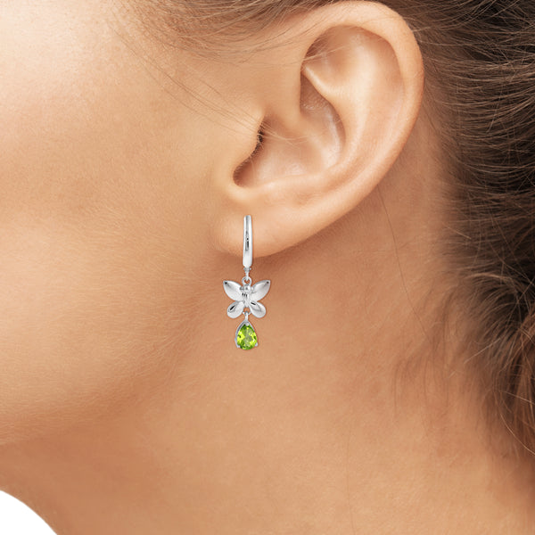 JewelonFire 1 1/2 Carat T.G.W. Peridot Sterling Silver Dangle Earrings - Assorted Colors