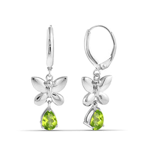 JewelonFire 1 1/2 Carat T.G.W. Peridot Sterling Silver Dangle Earrings - Assorted Colors