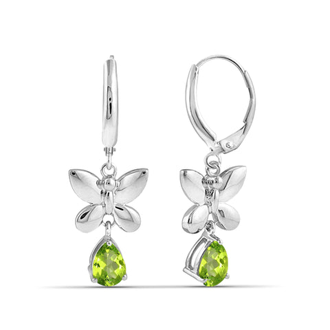 JewelonFire 1 1/2 Carat T.G.W. Peridot Sterling Silver Dangle Earrings - Assorted Colors