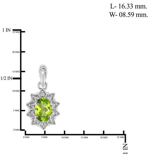 JewelonFire 1.00 Carat T.G.W. Peridot And White Diamond Accent Sterling Silver Stud Earrings - Assorted Colors