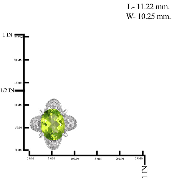 JewelonFire 1 1/2 Carat T.G.W. Peridot And White Diamond Accent Sterling Silver Stud Earrings - Assorted Colors