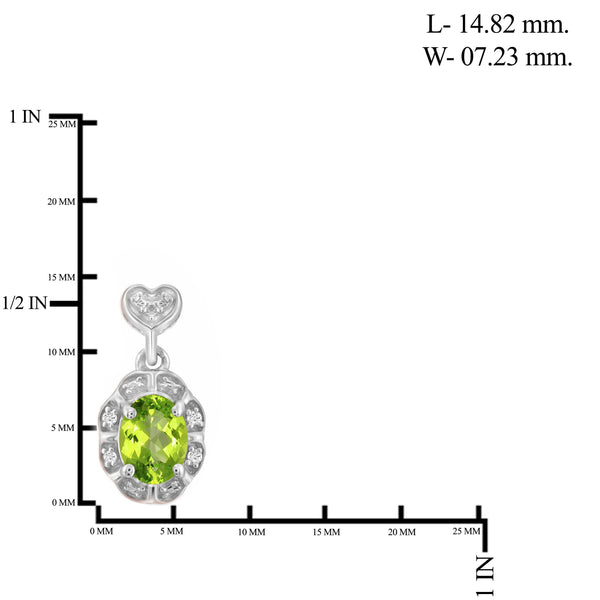 JewelonFire 1.00 Carat T.G.W. Peridot And White Diamond Accent Sterling Silver Stud Earrings - Assorted Colors