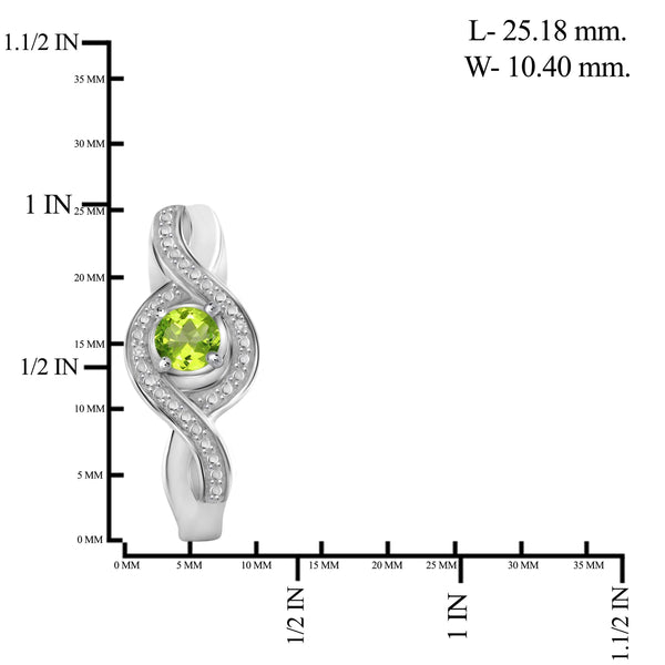 JewelonFire 3/4 Carat T.G.W. Peridot And White Diamond Accent Sterling Silver J Hoop Earrings - Assorted Colors