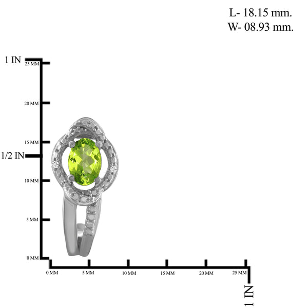 JewelonFire 1.00 Carat T.G.W. Peridot And White Diamond Accent Sterling Silver J Hoop Earrings - Assorted Colors