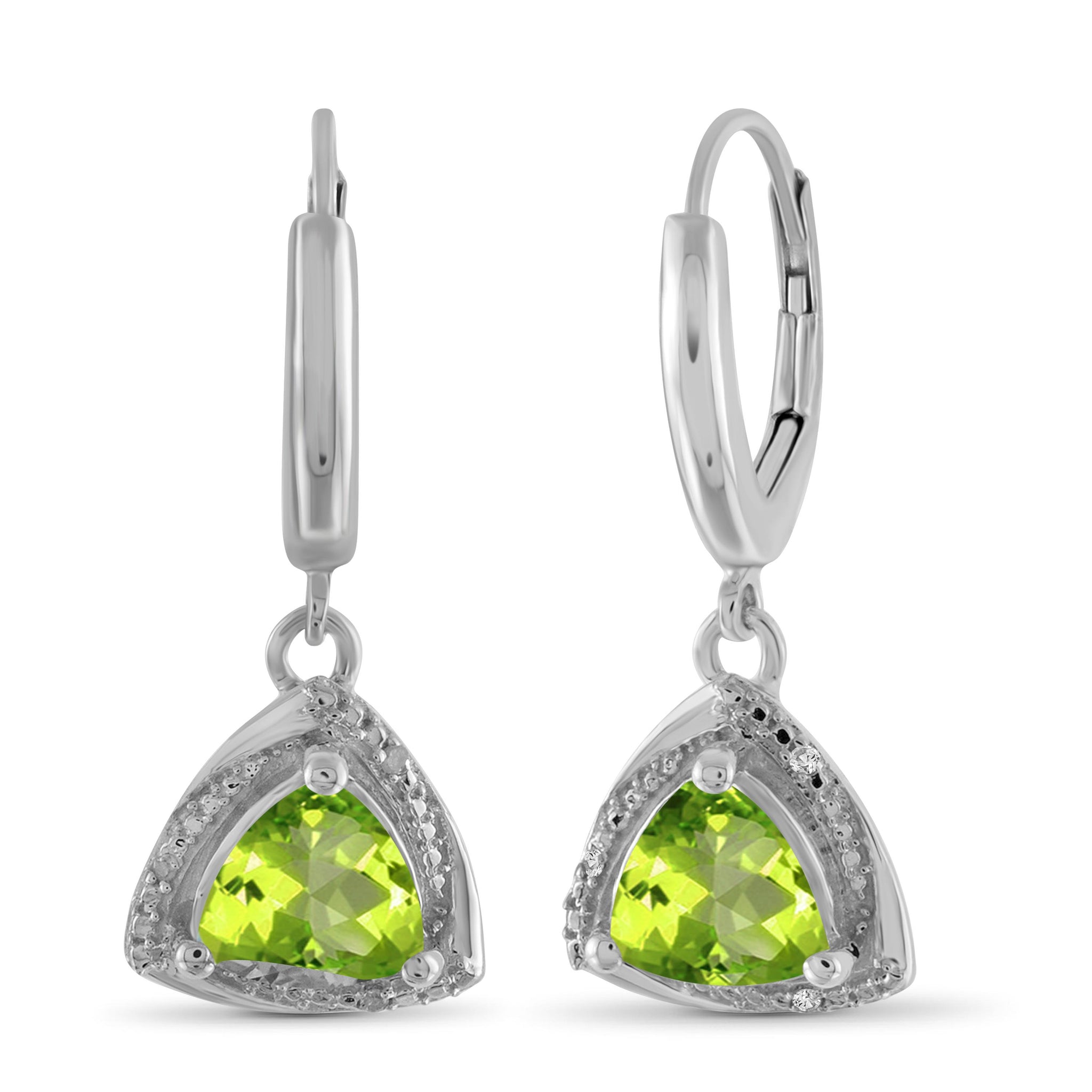 JewelonFire 3.00 Carat T.G.W. Peridot And White Diamond Accent Sterling Silver Dangle Earrings - Assorted Colors