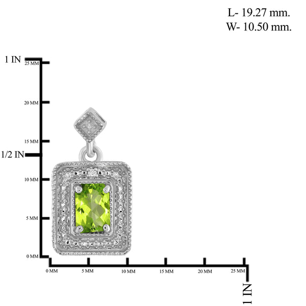 JewelonFire 1 1/2 Carat T.G.W. Peridot And White Diamond Accent Sterling Silver Stud Earrings - Assorted Colors