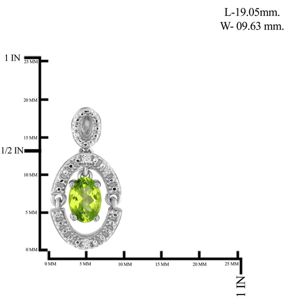 JewelonFire 1.00 Carat T.G.W. Peridot And White Diamond Accent Sterling Silver Stud Earrings - Assorted Colors