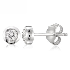 White Cubic Zirconia (AAA) Sterling Silver Stud Earrings