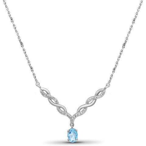 JewelonFire 1/2 Carat T.G.W. Sky Blue Topaz And 1/20 Carat T.W. White Diamond Sterling Silver Pendant - Assorted Colors