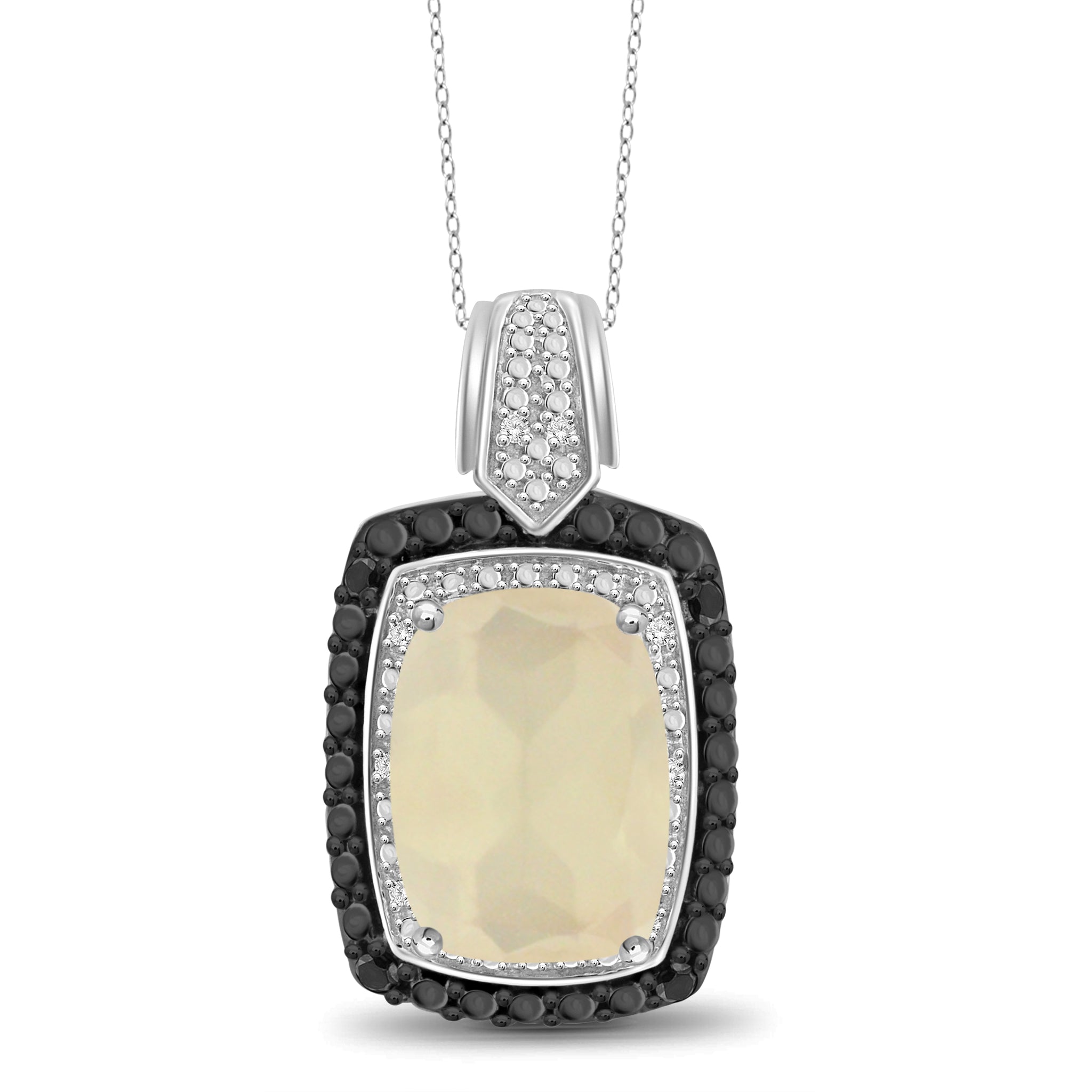 JewelonFire 6.00 Carat T.G.W. Moon and Black and White Diamond Accent Sterling Silver Pendant - Assorted Color