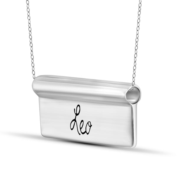 JewelonFire What's Your Sign? Sterling Silver "Leo" Engraved Zodiac Nameplate Necklace - Assorted Colors