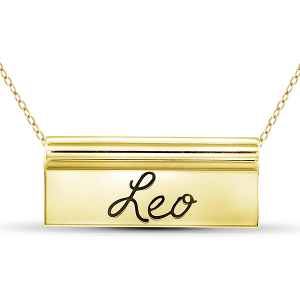 JewelonFire What's Your Sign? Sterling Silver "Leo" Engraved Zodiac Nameplate Necklace - Assorted Colors