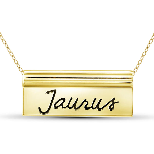 JewelonFire What's Your Sign? Sterling Silver "Taurus" Engraved Zodiac Nameplate Necklace - Assorted Colors