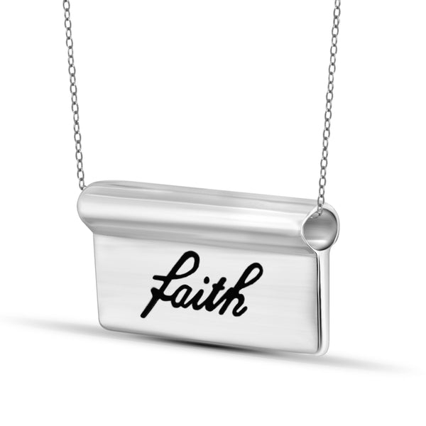 JewelonFire Sterling Silver Faith Name Plate Necklace - Assorted Colors