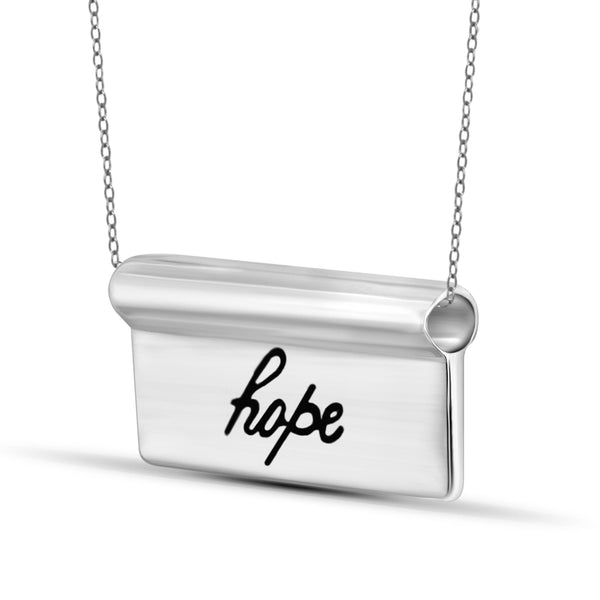 JewelonFire Sterling Silver Hope Name Plate Necklace - Assorted Colors