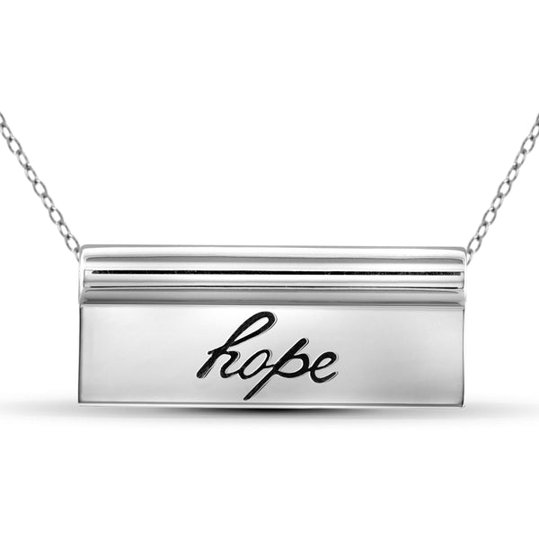 JewelonFire Sterling Silver Hope Name Plate Necklace - Assorted Colors