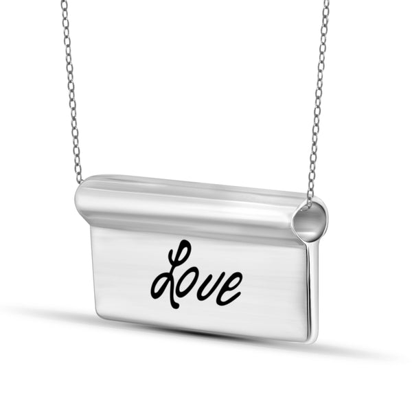 JewelonFire Sterling Silver Love Name Plate Necklace - Assorted Colors