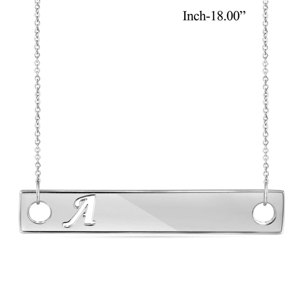 JewelonFire "A to Z" Initial Cutout Bar Necklace in Sterling Silver - Assorted Styles